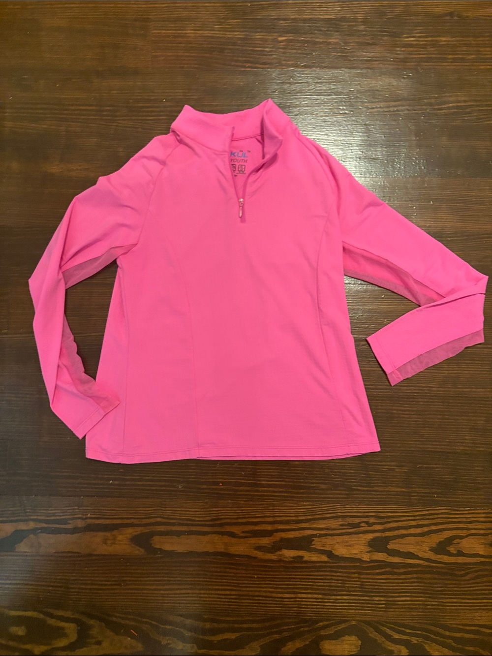IBKUL Girls' Hot Pink Long-Sleeve Quarter-Zip Performance Top - L (9/10) - NWOT